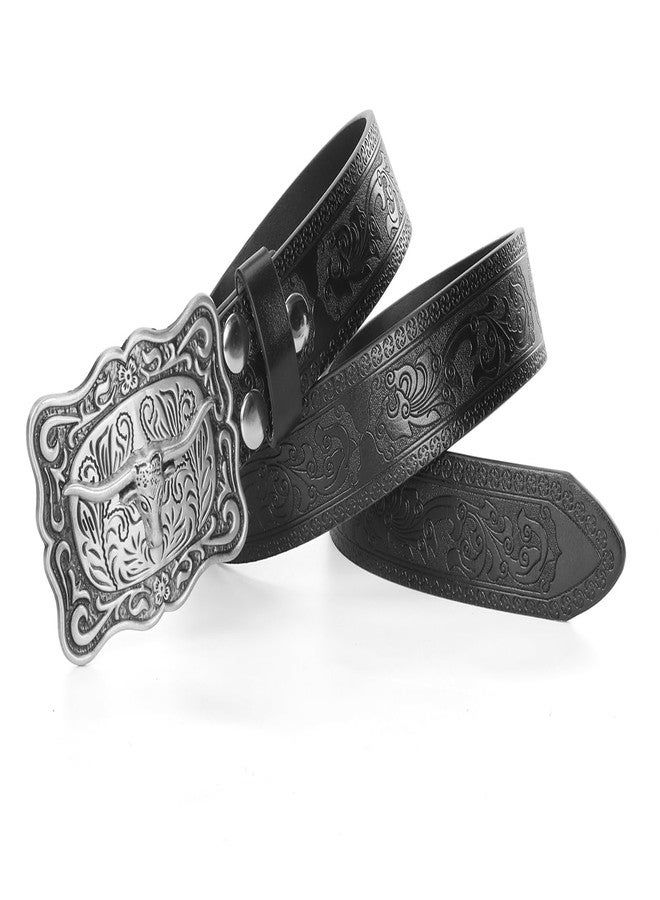 XuoAz Western Cowboy Belts for Men Women - Longhorn Bull Decoration Pu Leather Cowgirl-Country-Belt for Jeans Pants - Image 2